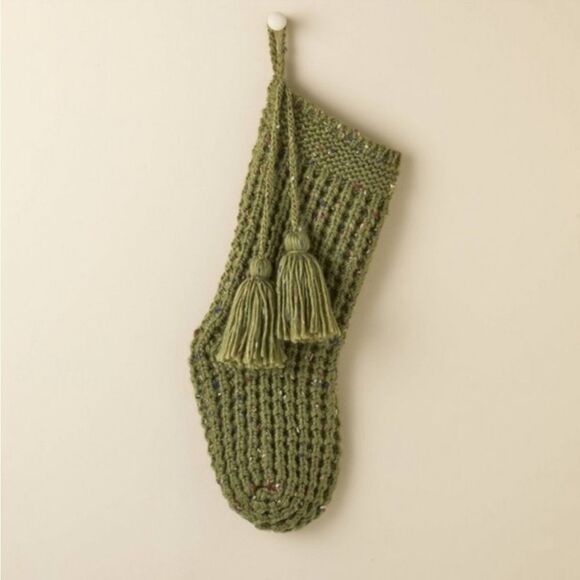 Hearth & Hand Magnolia Confetti Fleck Waffle Knit Christmas Stocking Sage - Picture 1 of 6